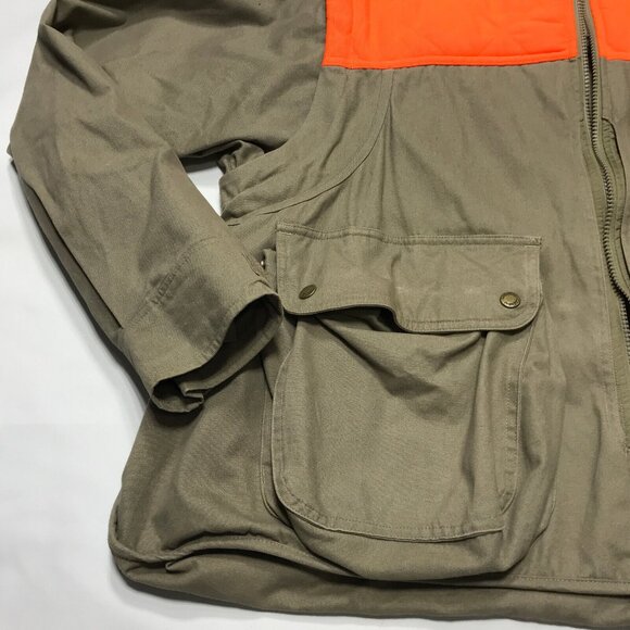 Cabela's Shooting Hunting Jacket Hi-Viz Padded Shoulders Zip-Off Sleeves Mens L - Picture 2 of 10